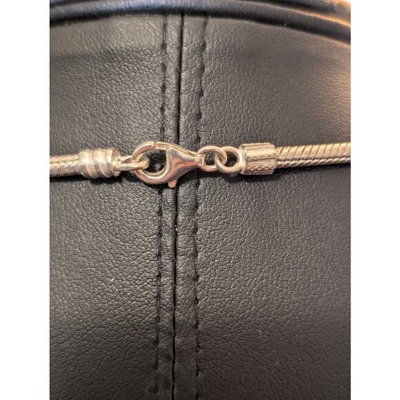 925 Sterling 16.5" Snake Chain W/ Two Black Spinel Heart Sliding Charm Necklace - Picture 4 of 6